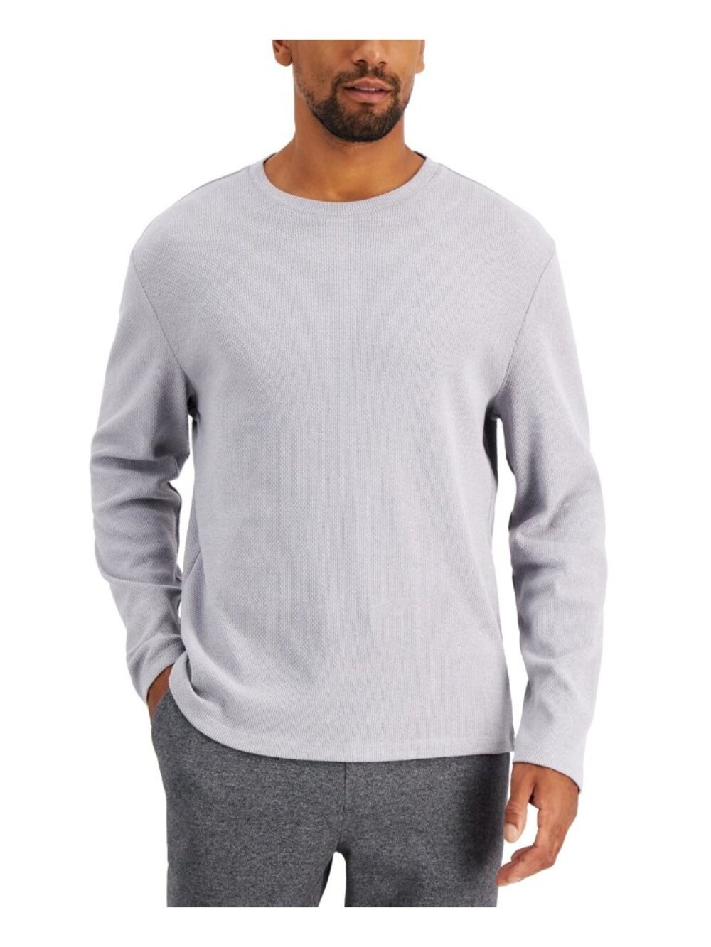 Alfani Men's Textured Crewneck Shirt Gray Size XXL